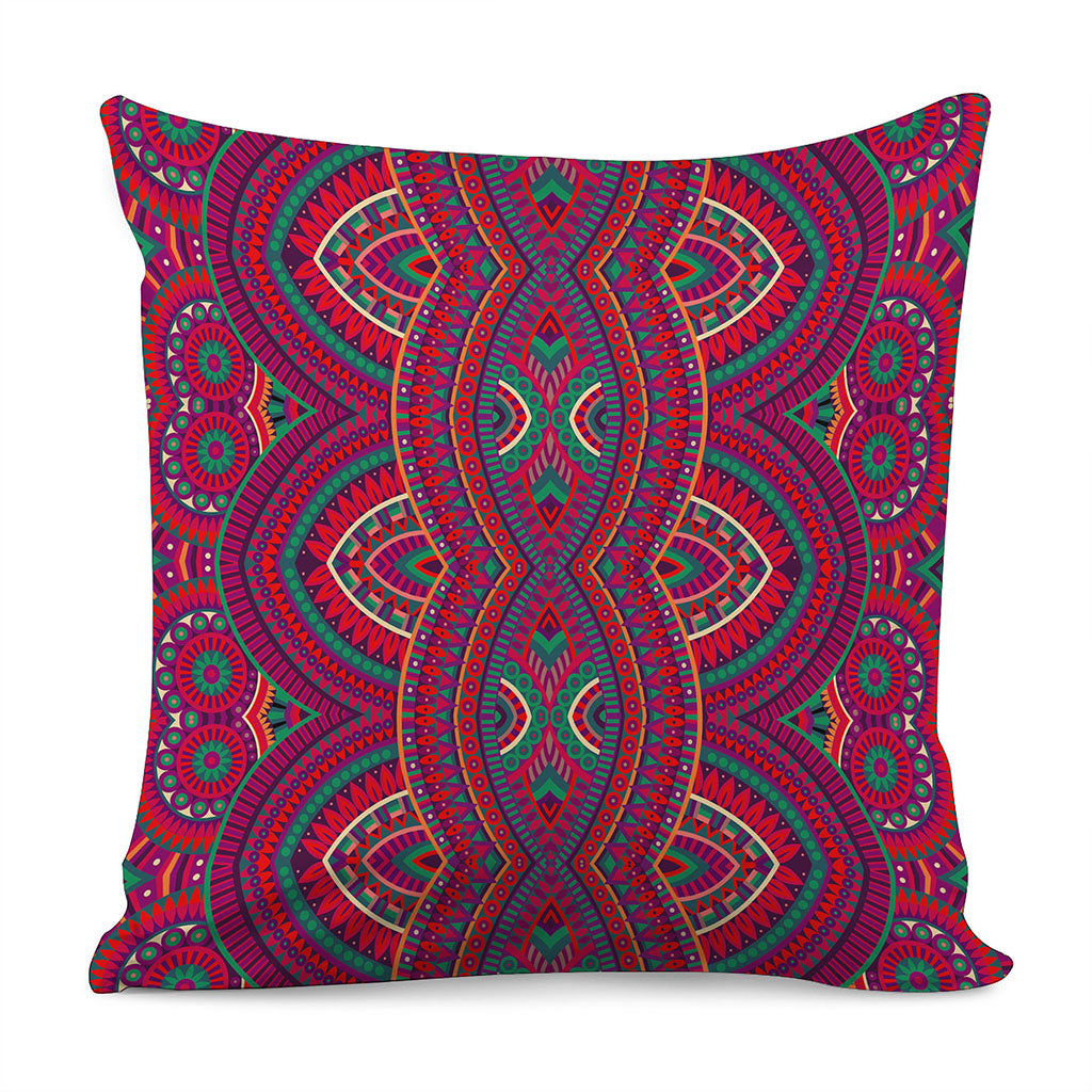Red Tribal Ethnic Mandala Print Pillow Cover