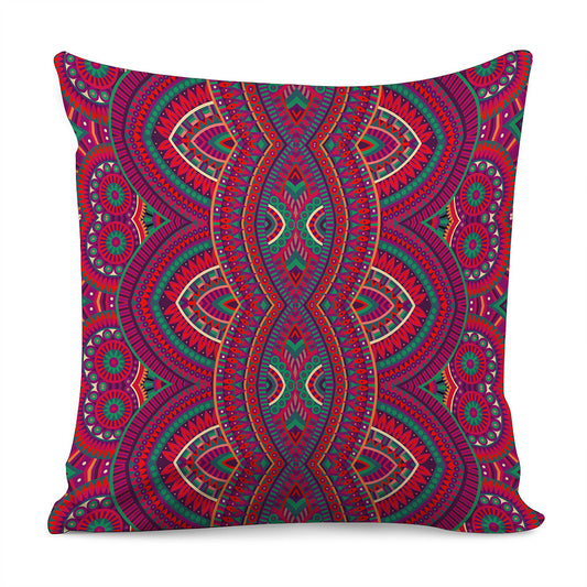 Red Tribal Ethnic Mandala Print Pillow Cover