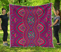 Red Tribal Ethnic Mandala Print Quilt