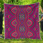 Red Tribal Ethnic Mandala Print Quilt