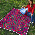 Red Tribal Ethnic Mandala Print Quilt