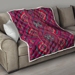 Red Tribal Ethnic Mandala Print Quilt