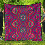 Red Tribal Ethnic Mandala Print Quilt