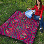 Red Tribal Ethnic Mandala Print Quilt