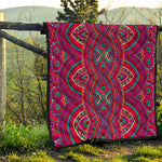 Red Tribal Ethnic Mandala Print Quilt