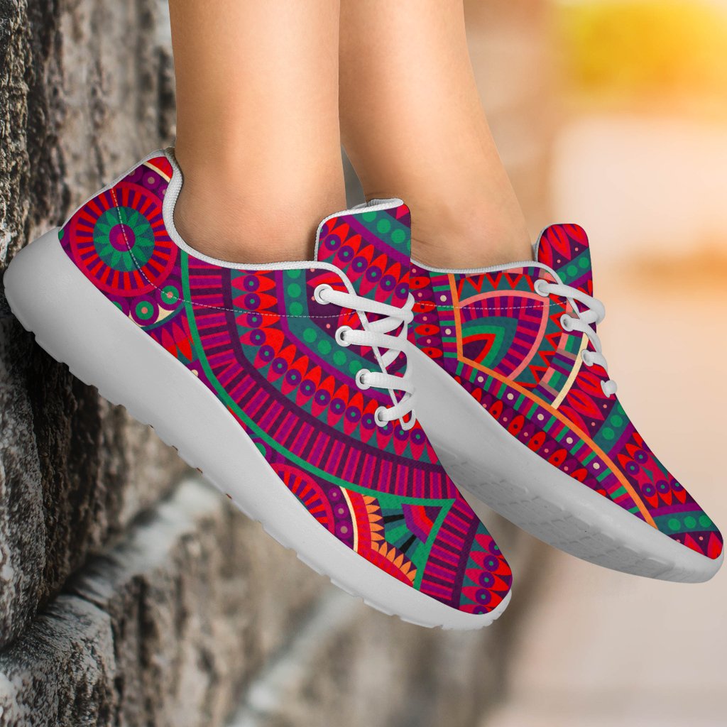 Red Tribal Ethnic Mandala Print Sport Shoes GearFrost