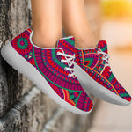 Red Tribal Ethnic Mandala Print Sport Shoes GearFrost