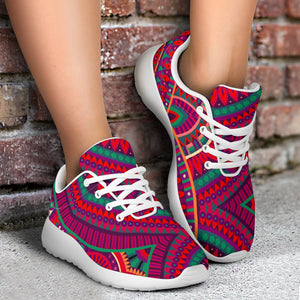 Red Tribal Ethnic Mandala Print Sport Shoes GearFrost