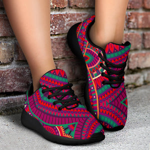 Red Tribal Ethnic Mandala Print Sport Shoes GearFrost