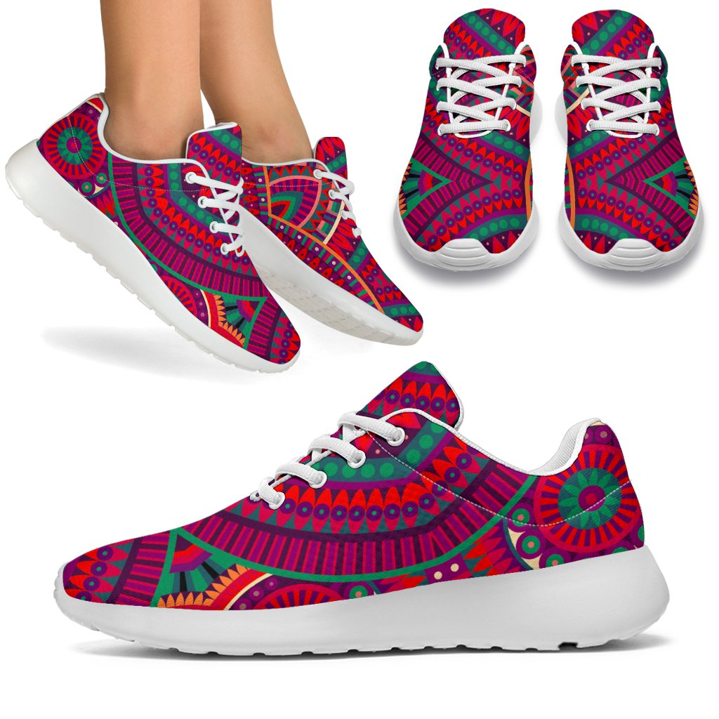 Red Tribal Ethnic Mandala Print Sport Shoes GearFrost