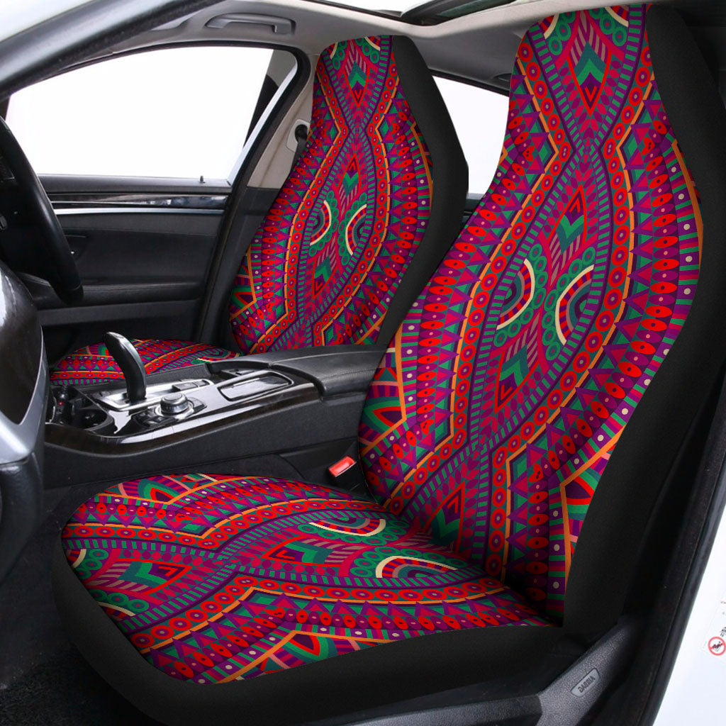 Red Tribal Ethnic Mandala Print Universal Fit Car Seat Covers
