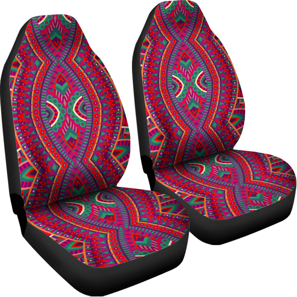 Red Tribal Ethnic Mandala Print Universal Fit Car Seat Covers