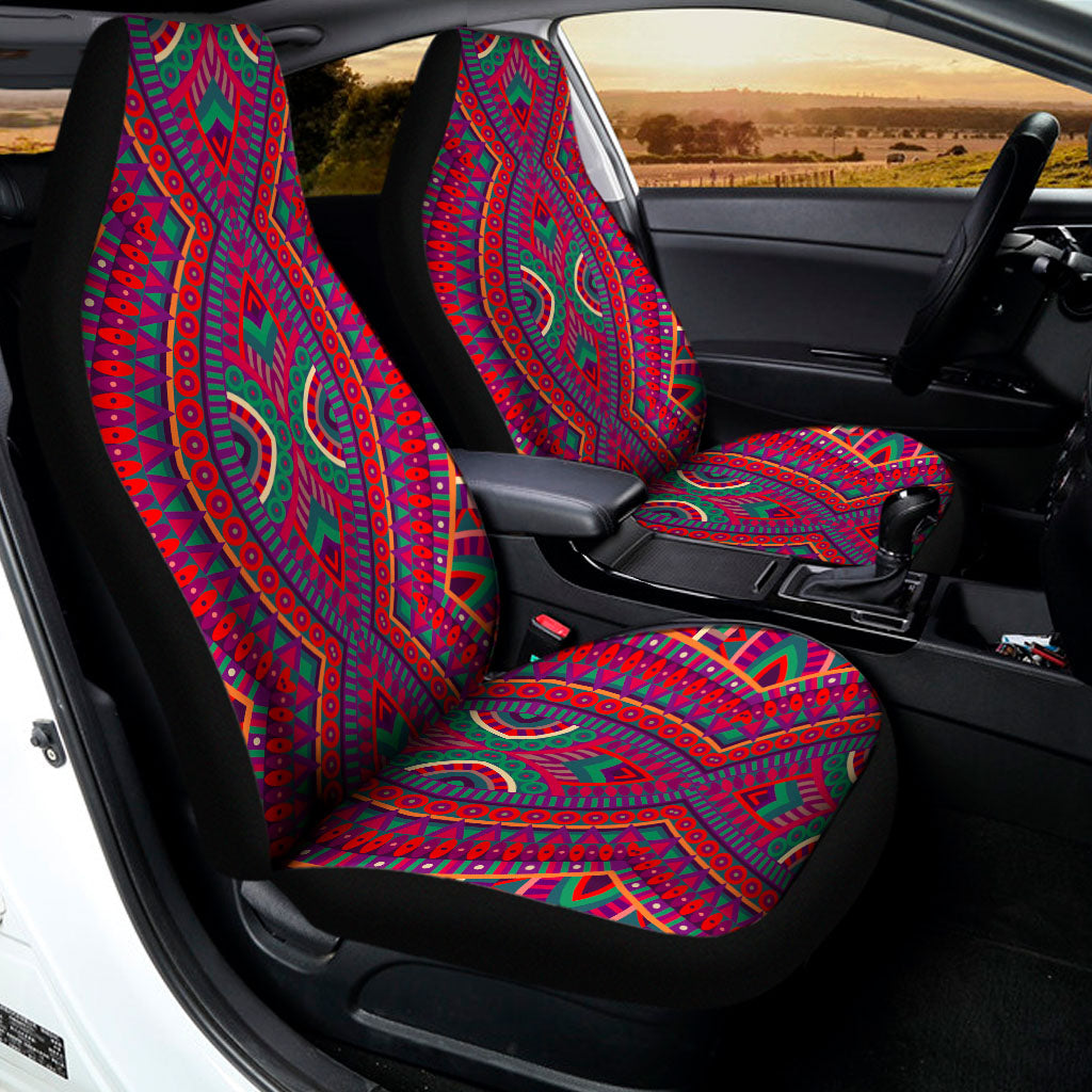Red Tribal Ethnic Mandala Print Universal Fit Car Seat Covers