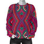 Red Tribal Ethnic Mandala Print Women's Crewneck Sweatshirt GearFrost
