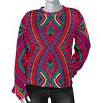 Red Tribal Ethnic Mandala Print Women's Crewneck Sweatshirt GearFrost