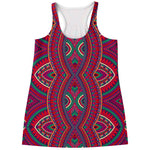 Red Tribal Ethnic Mandala Print Women's Racerback Tank Top