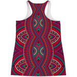 Red Tribal Ethnic Mandala Print Women's Racerback Tank Top