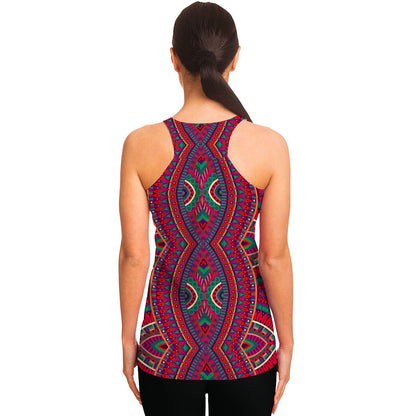 Red Tribal Ethnic Mandala Print Women's Racerback Tank Top