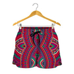 Red Tribal Ethnic Mandala Print Women's Shorts