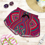 Red Tribal Ethnic Mandala Print Women's Shorts