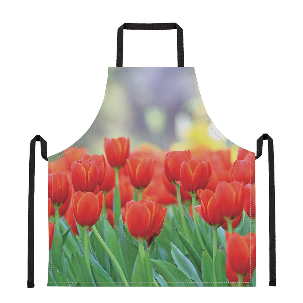 Red Tulip Print Apron