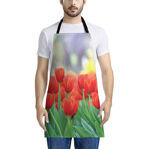 Red Tulip Print Apron