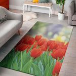 Red Tulip Print Area Rug