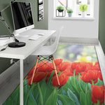 Red Tulip Print Area Rug