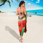 Red Tulip Print Beach Sarong Wrap