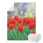 Red Tulip Print Blanket