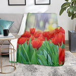 Red Tulip Print Blanket