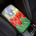 Red Tulip Print Car Center Console Cover