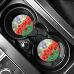 Red Tulip Print Car Coasters