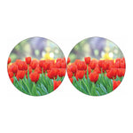 Red Tulip Print Car Coasters
