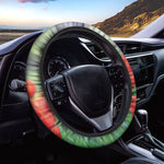 Red Tulip Print Car Steering Wheel Cover