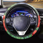 Red Tulip Print Car Steering Wheel Cover