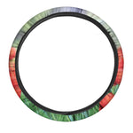 Red Tulip Print Car Steering Wheel Cover