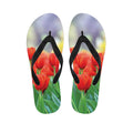 Red Tulip Print Flip Flops