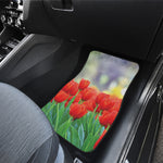 Red Tulip Print Front and Back Car Floor Mats