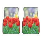 Red Tulip Print Front Car Floor Mats