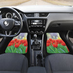 Red Tulip Print Front Car Floor Mats