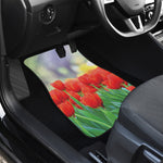 Red Tulip Print Front Car Floor Mats