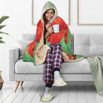 Red Tulip Print Hooded Blanket
