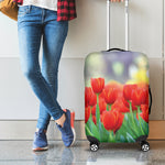 Red Tulip Print Luggage Cover