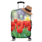 Red Tulip Print Luggage Cover