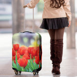 Red Tulip Print Luggage Cover