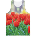 Red Tulip Print Men's Tank Top