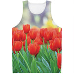 Red Tulip Print Men's Tank Top