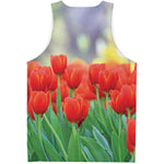 Red Tulip Print Men's Tank Top
