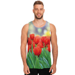 Red Tulip Print Men's Tank Top